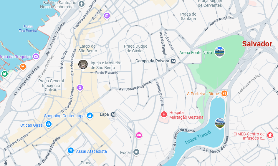 Mapa de uma região de Salvador